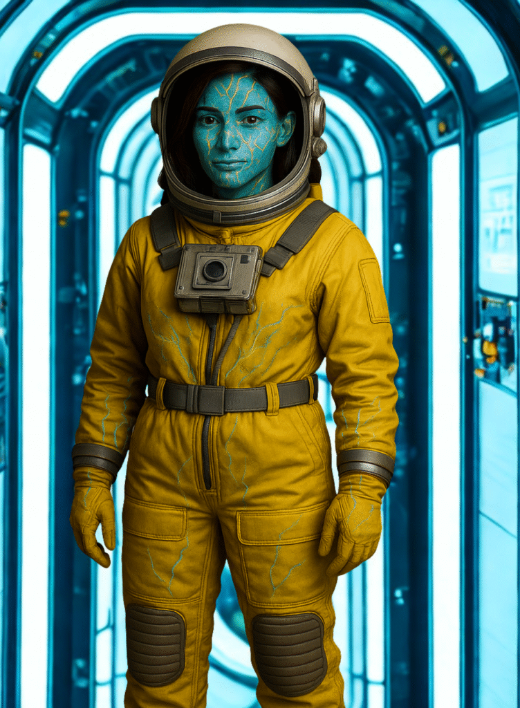 A stylized illustration of a futuristic hallway leading to the Horizon Loop Network elevator, with soft neon lighting and clean metallic architecture.